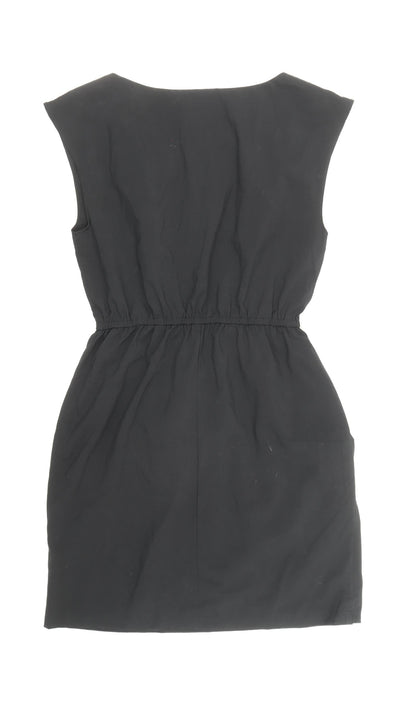 Lila Womens Black Nylon Fit & Flare Size 10 Round Neck Pullover