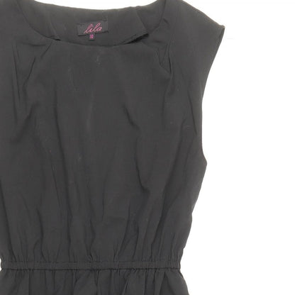 Lila Womens Black Nylon Fit & Flare Size 10 Round Neck Pullover
