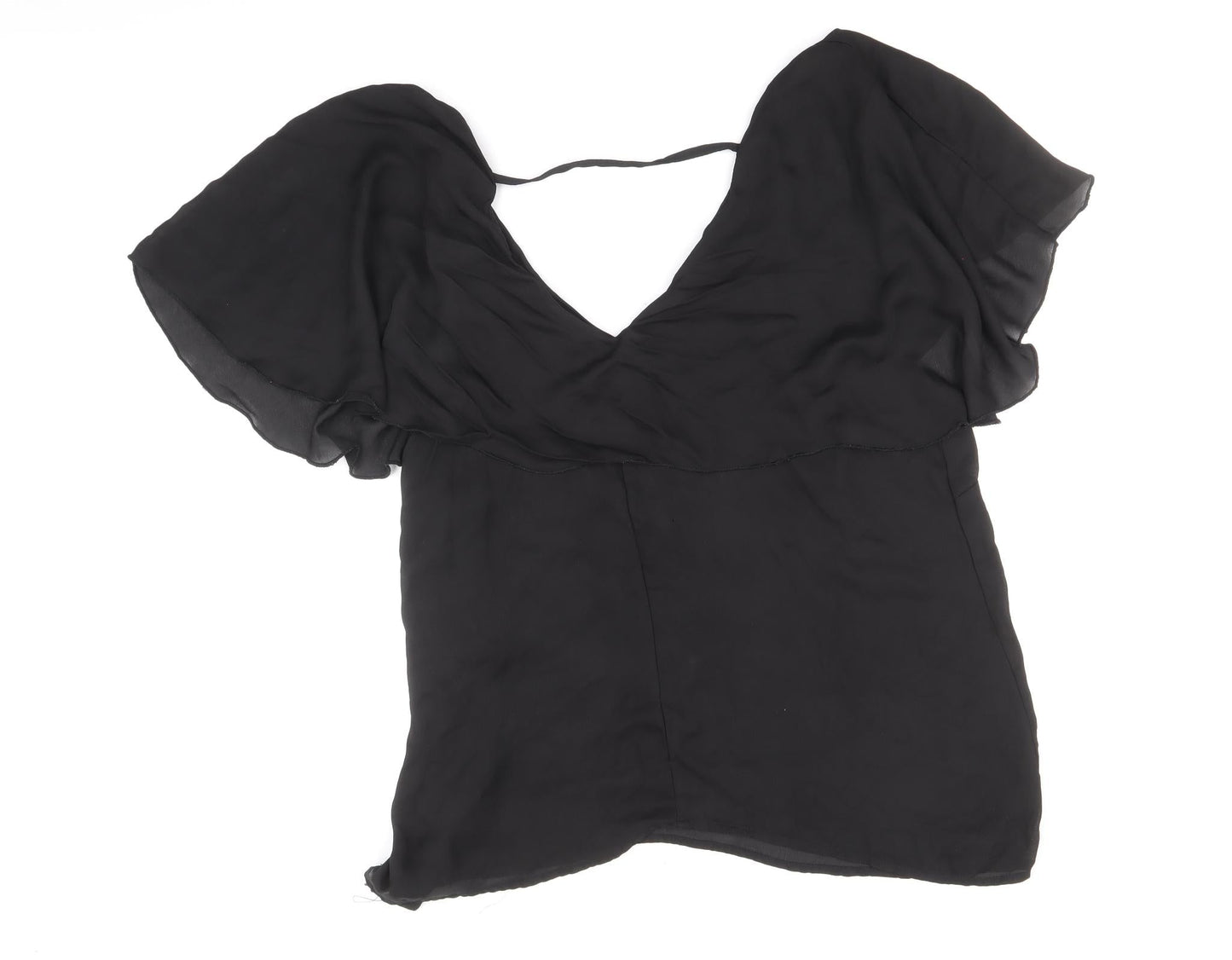 loralette Womens Black Polyester Basic Blouse Size 2XL V-Neck