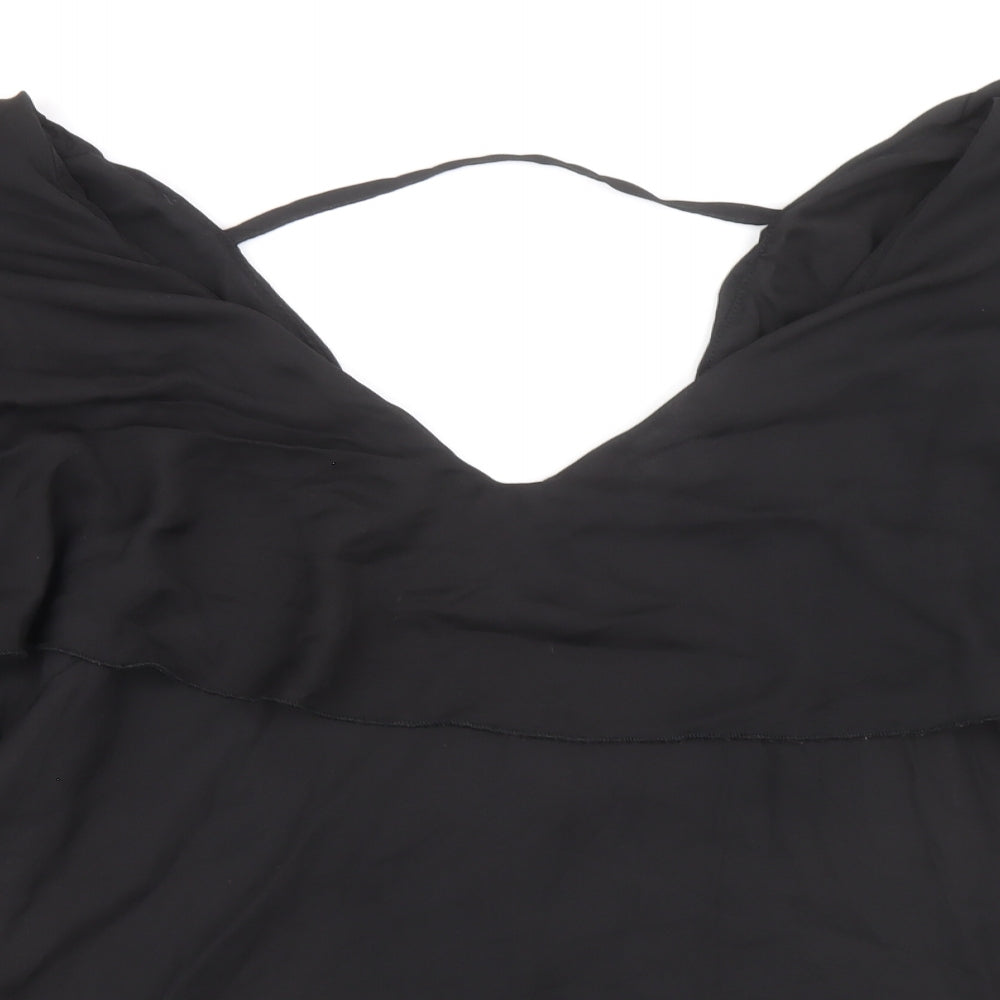 loralette Womens Black Polyester Basic Blouse Size 2XL V-Neck