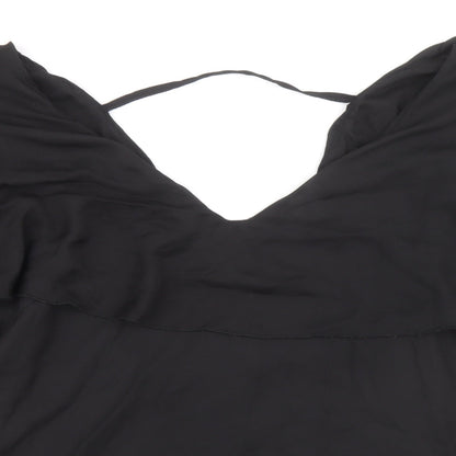 loralette Womens Black Polyester Basic Blouse Size 2XL V-Neck