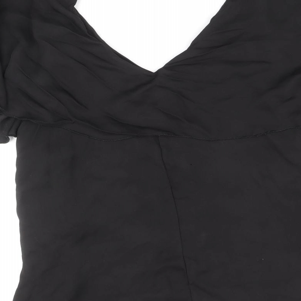loralette Womens Black Polyester Basic Blouse Size 2XL V-Neck