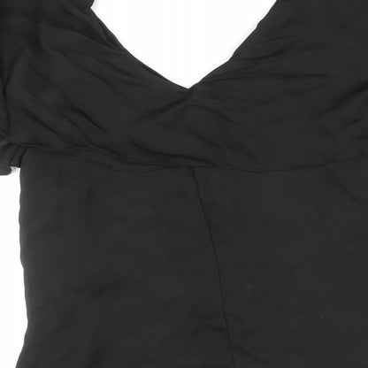 loralette Womens Black Polyester Basic Blouse Size 2XL V-Neck