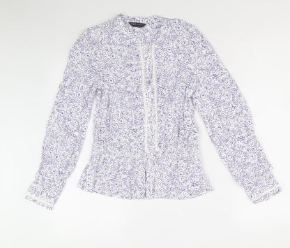 Womens UK Size 8 Marks and Spencer White Basic Button-Up