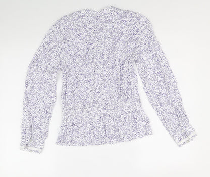 Womens UK Size 8 Marks and Spencer White Basic Button-Up