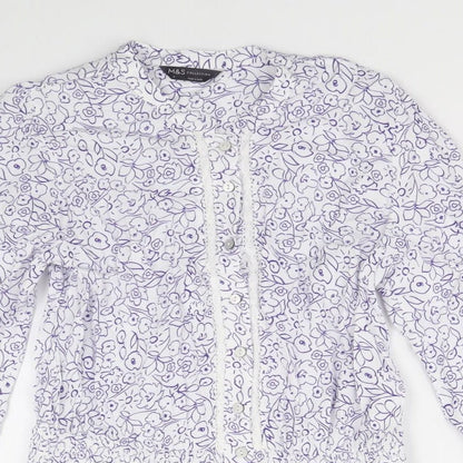 Womens UK Size 8 Marks and Spencer White Basic Button-Up