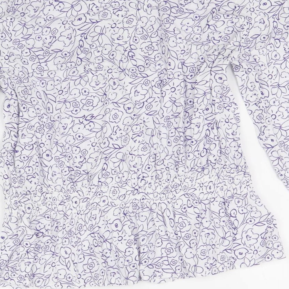 Womens UK Size 8 Marks and Spencer White Basic Button-Up