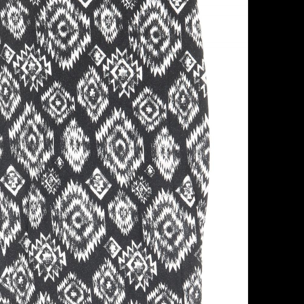 F&F Womens Black Geometric Viscose Straight & Pencil Skirt Size 10