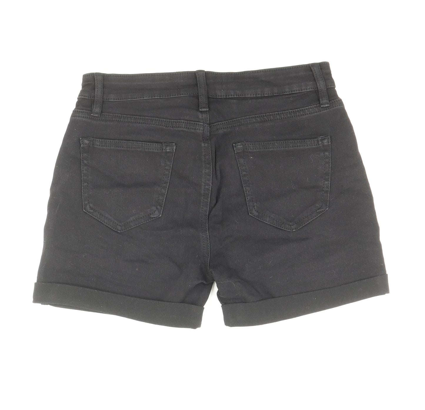 Denim & Co. Womens Black Cotton Hot Pants Shorts Size 8 Regular Zip