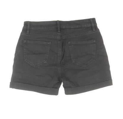 Denim & Co. Womens Black Cotton Hot Pants Shorts Size 8 Regular Zip