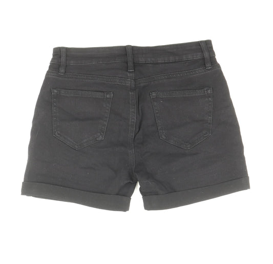Denim & Co. Womens Black Cotton Hot Pants Shorts Size 8 Regular Zip