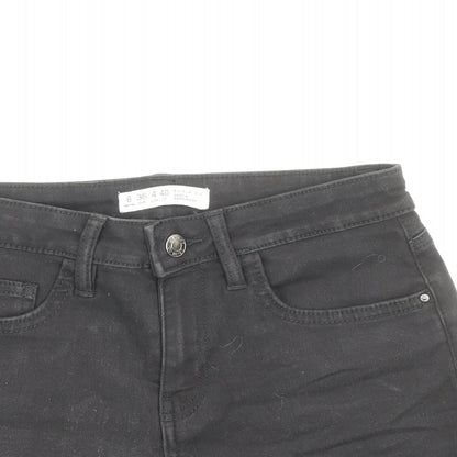 Denim & Co. Womens Black Cotton Hot Pants Shorts Size 8 Regular Zip
