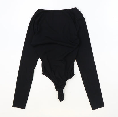 PRETTYLITTLETHING Womens Black Polyester Bodysuit One-Piece Size 8 Snap