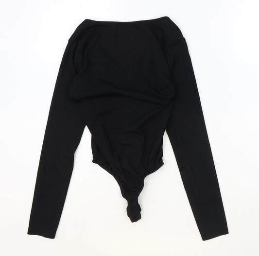PRETTYLITTLETHING Womens Black Polyester Bodysuit One-Piece Size 8 Snap