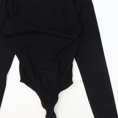 PRETTYLITTLETHING Womens Black Polyester Bodysuit One-Piece Size 8 Snap