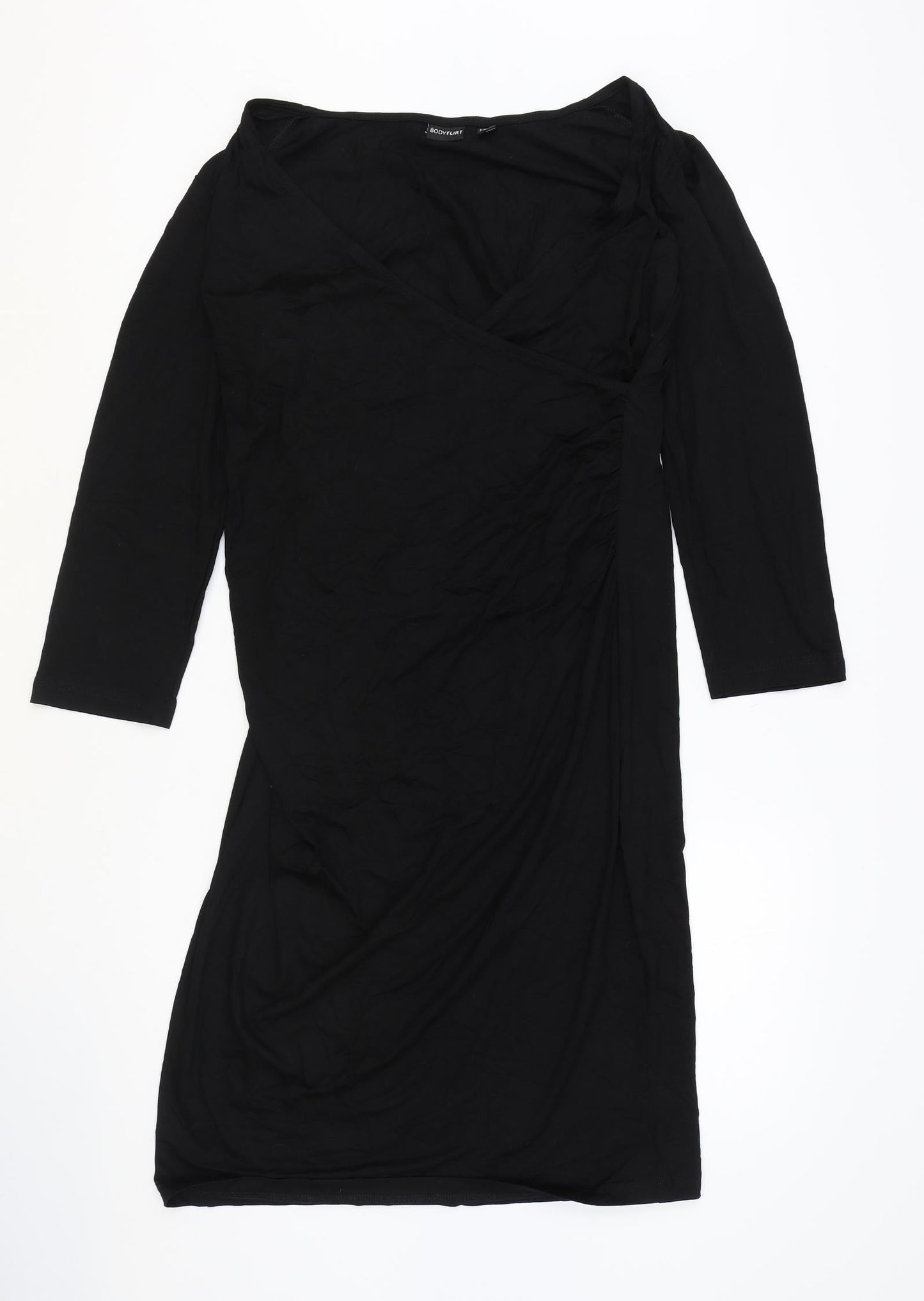 Body Flirt Womens Black Viscose Bodycon Size M V-Neck Pullover