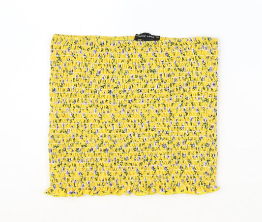 Womens UK Size M New Look Yellow Cropped Tank