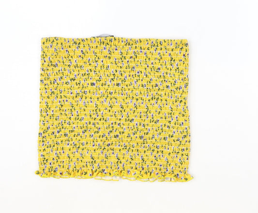 Womens UK Size M New Look Yellow Cropped Tank