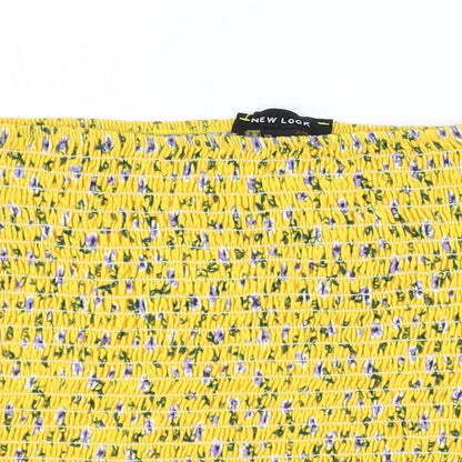 Womens UK Size M New Look Yellow Cropped Tank