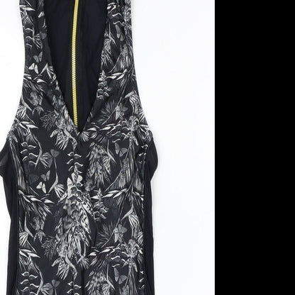 Handsome Womens Black Geometric Polyester One Piece Size S