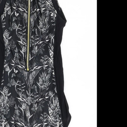 Handsome Womens Black Geometric Polyester One Piece Size S