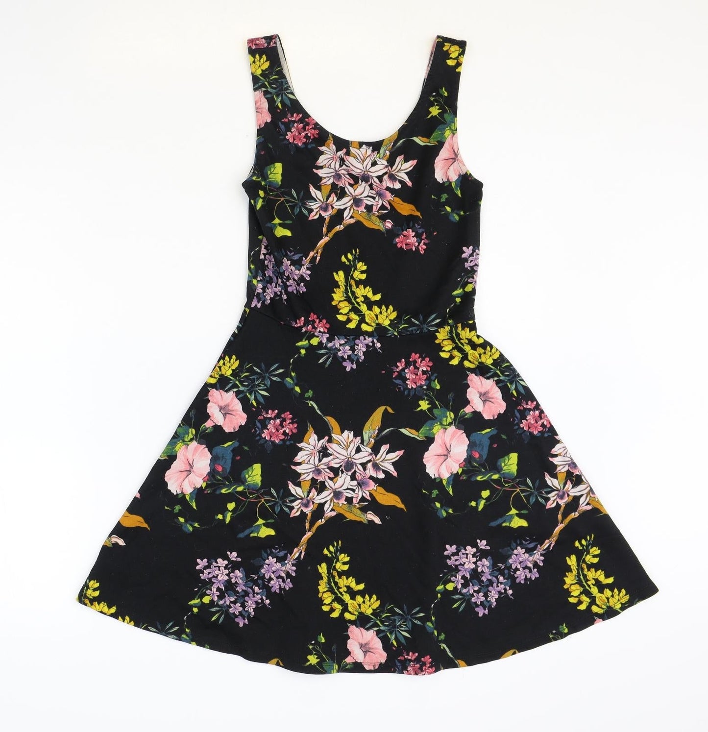 H&M Womens Multicoloured Floral Polyester Fit & Flare Size 8 Scoop Neck Pullover