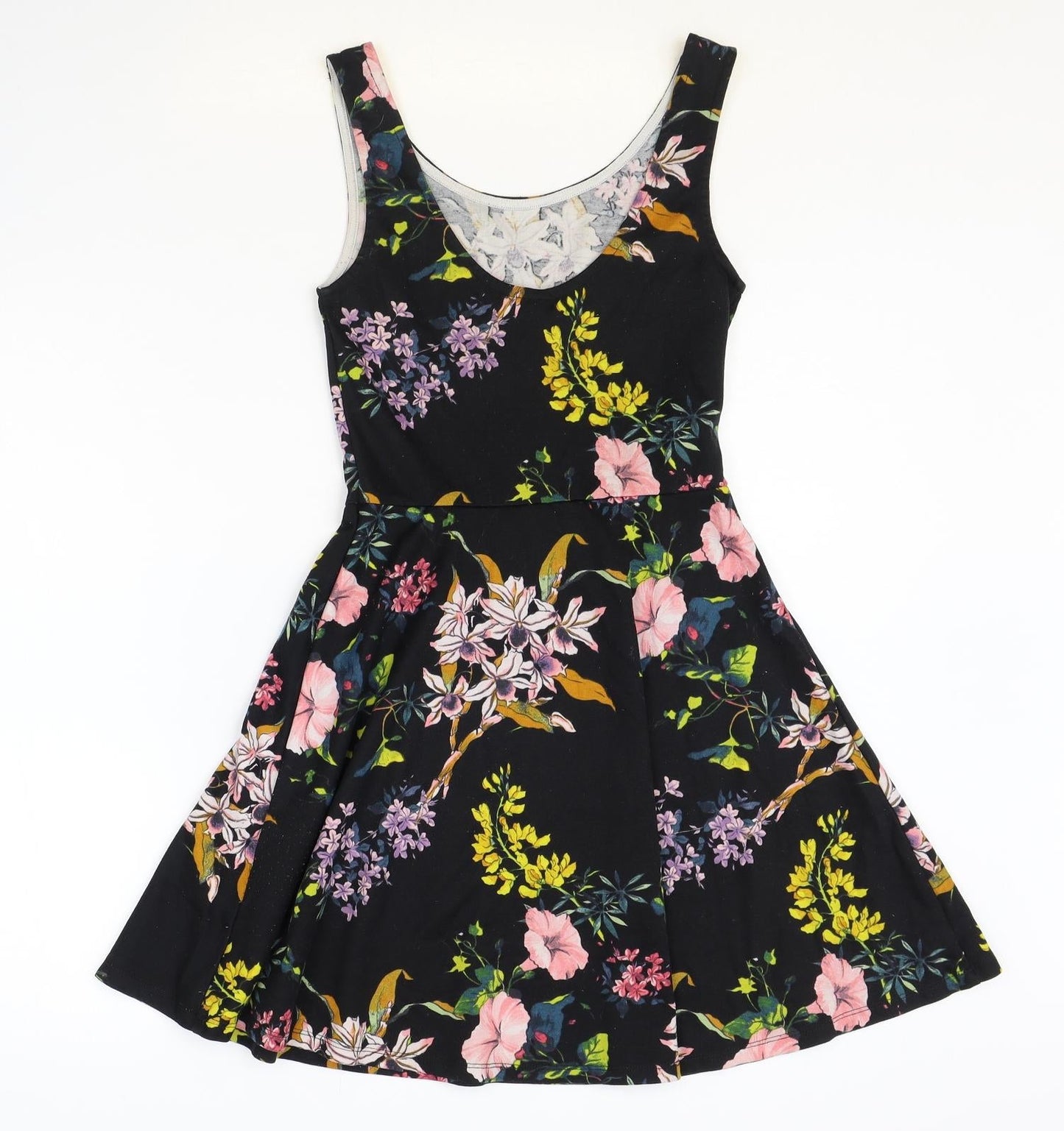 H&M Womens Multicoloured Floral Polyester Fit & Flare Size 8 Scoop Neck Pullover