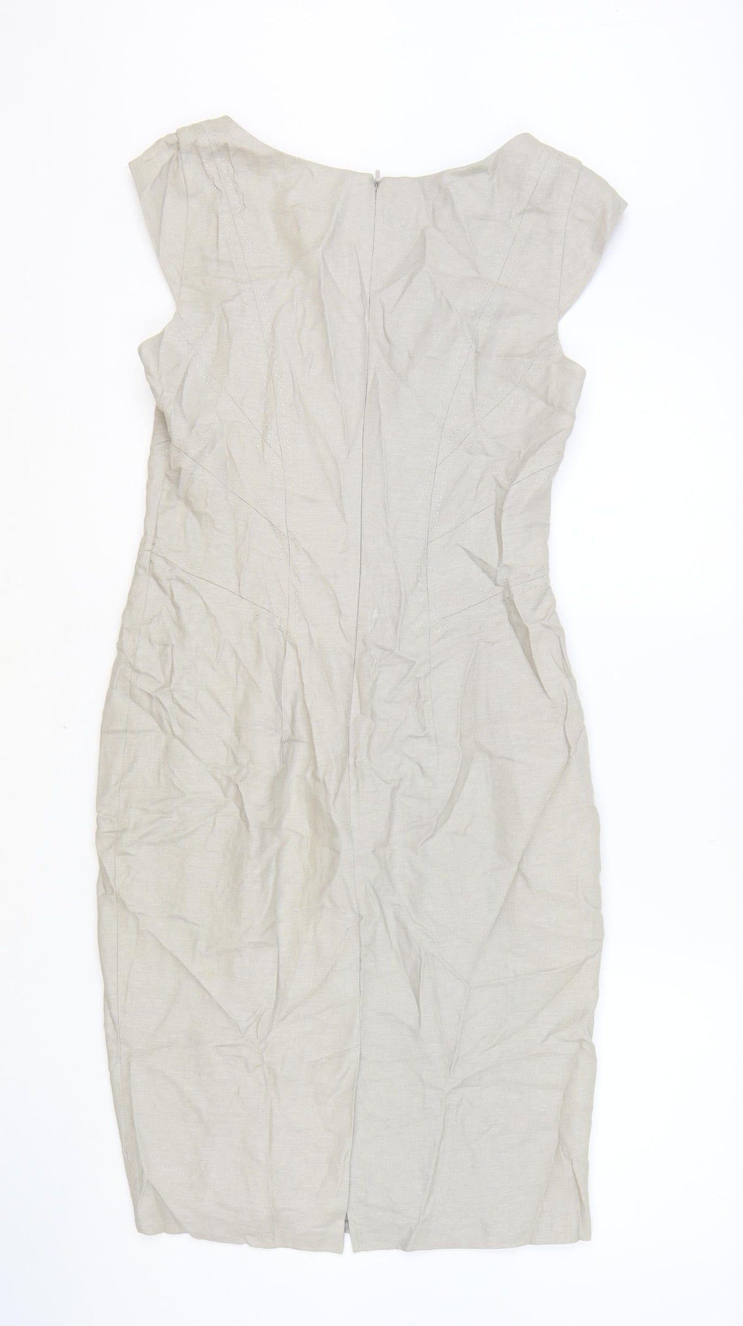 Marks and Spencer Womens Brown Polyester A-Line Size 8 Square Neck Zip