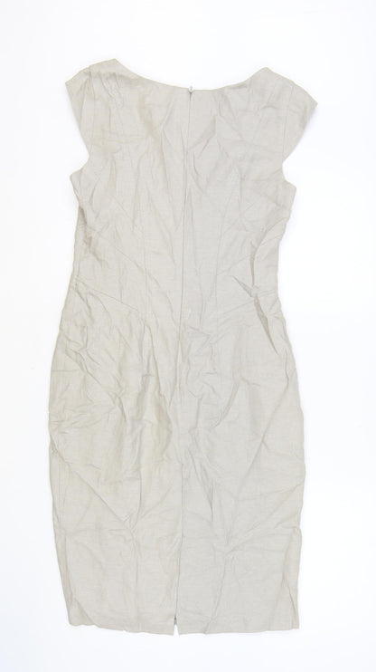 Marks and Spencer Womens Brown Polyester A-Line Size 8 Square Neck Zip