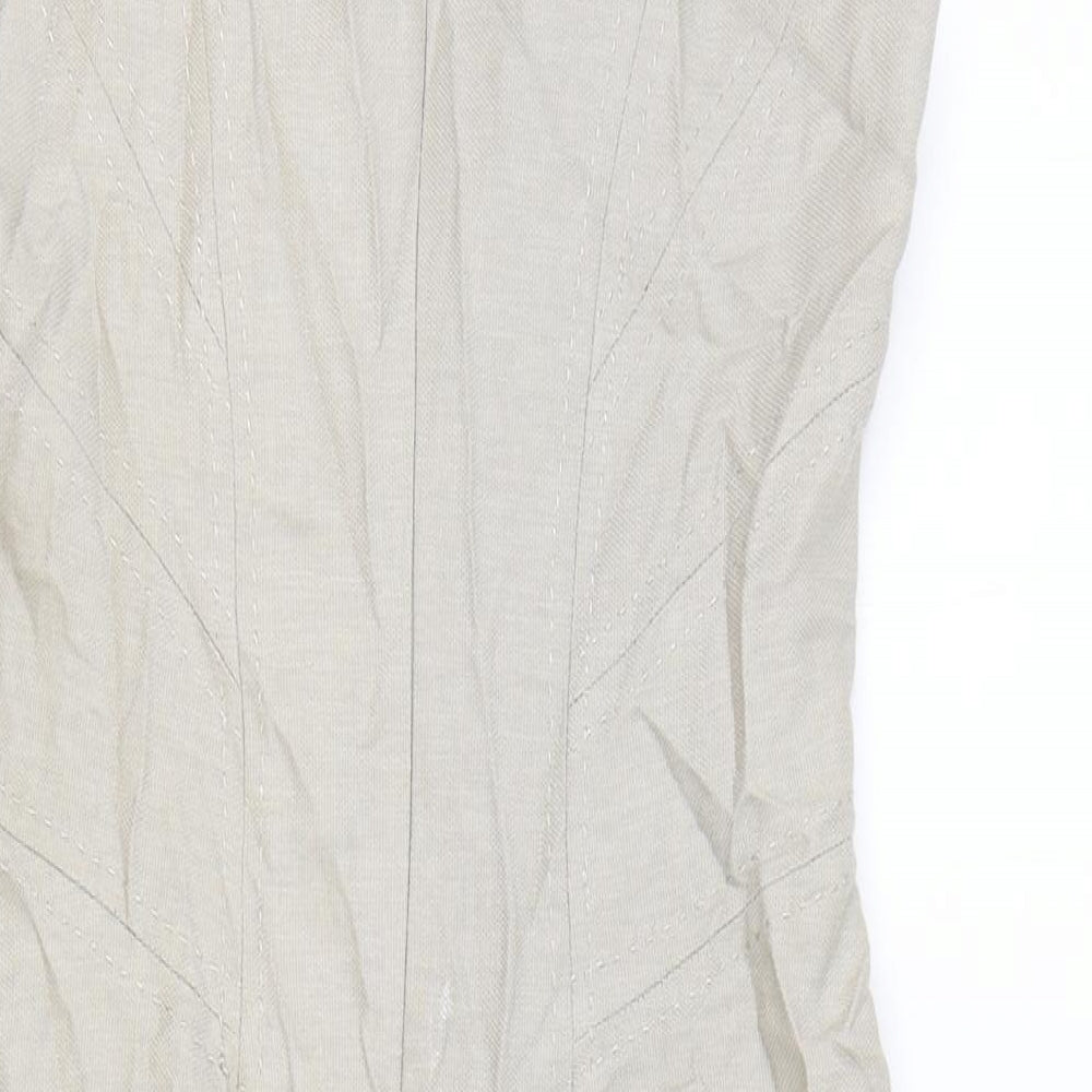 Marks and Spencer Womens Brown Polyester A-Line Size 8 Square Neck Zip