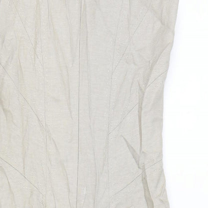 Marks and Spencer Womens Brown Polyester A-Line Size 8 Square Neck Zip