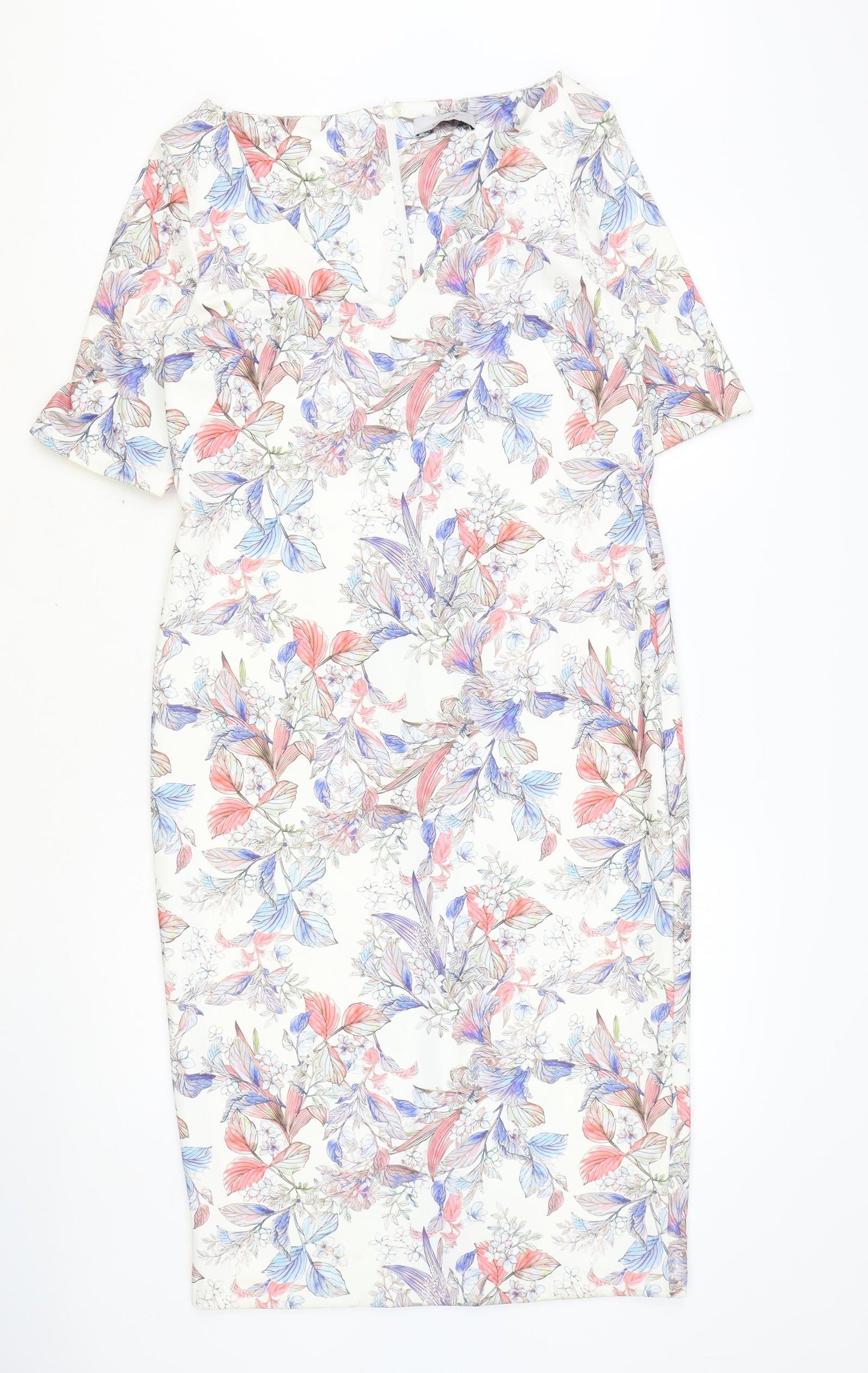 Marks and Spencer Womens Multicoloured Geometric Polyester Shift Size 12 Off the Shoulder Pullover