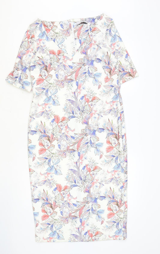 Marks and Spencer Womens Multicoloured Geometric Polyester Shift Size 12 Off the Shoulder Pullover