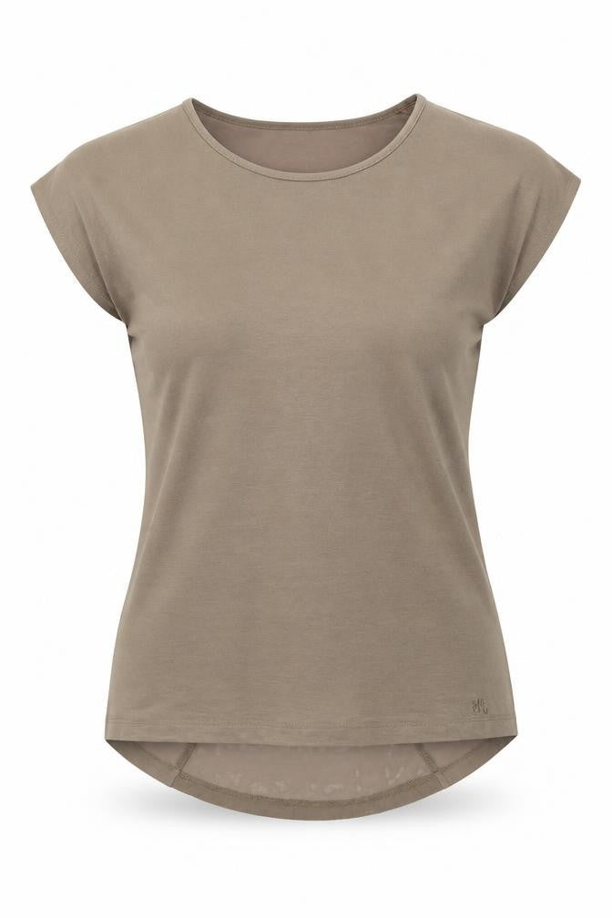 Womens UK Size 2 Marble Beige Basic T-Shirt