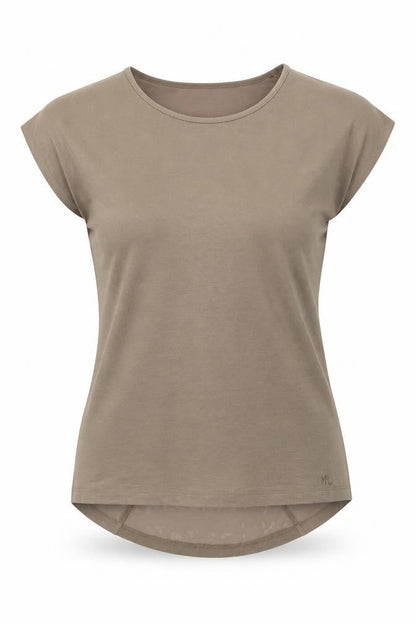 Womens UK Size 2 Marble Beige Basic T-Shirt