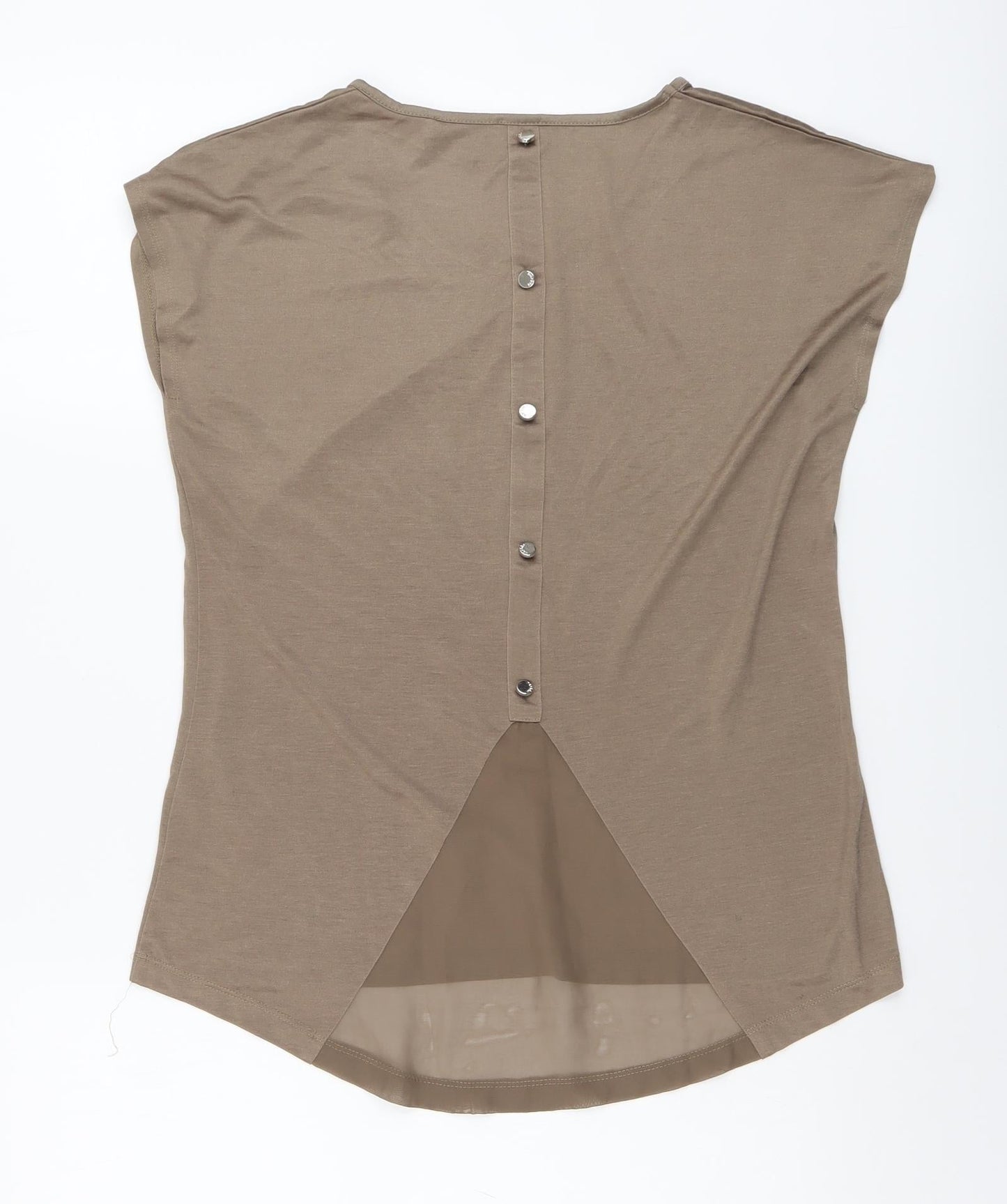 Womens UK Size 2 Marble Beige Basic T-Shirt