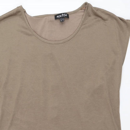 Womens UK Size 2 Marble Beige Basic T-Shirt