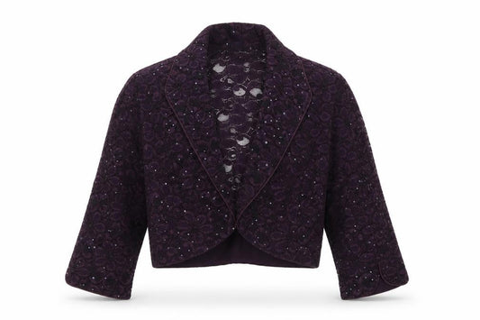 R&M Richards Womens Purple Kimono Jacket Size 12 Hook & Eye - Lace detail on back