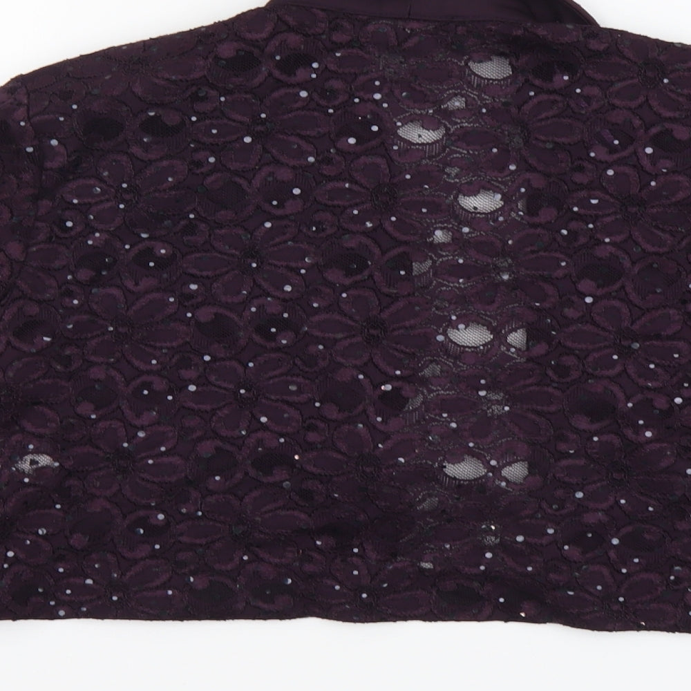 R&M Richards Womens Purple Kimono Jacket Size 12 Hook & Eye - Lace detail on back