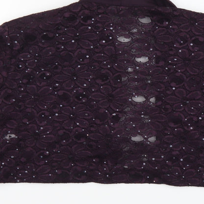 R&M Richards Womens Purple Kimono Jacket Size 12 Hook & Eye - Lace detail on back
