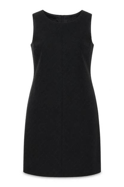 Linea Womens Black Geometric Wool Shift Size 14 Round Neck Zip