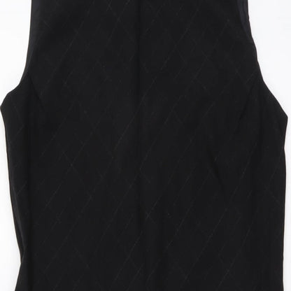 Linea Womens Black Geometric Wool Shift Size 14 Round Neck Zip