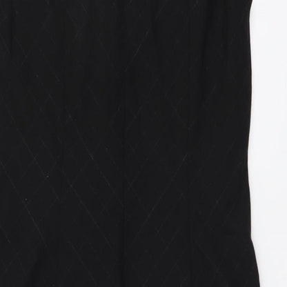 Linea Womens Black Geometric Wool Shift Size 14 Round Neck Zip
