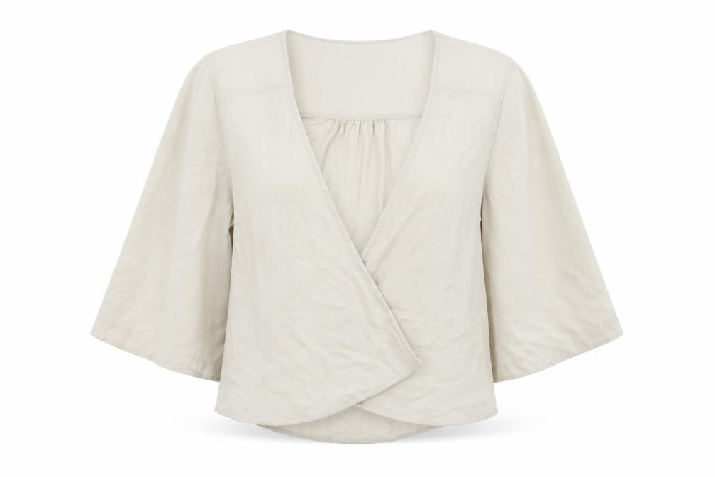 Womens UK Size 8 River Island Beige Wrap T-Shirt
