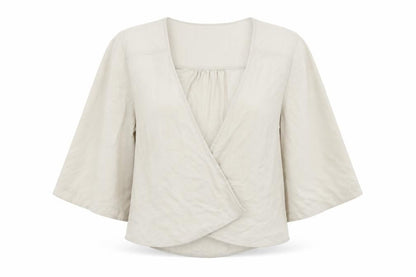 Womens UK Size 8 River Island Beige Wrap T-Shirt