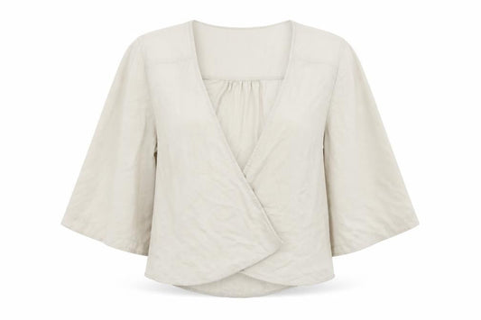 Womens UK Size 8 River Island Beige Wrap T-Shirt