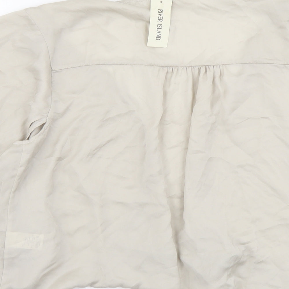 Womens UK Size 8 River Island Beige Wrap T-Shirt
