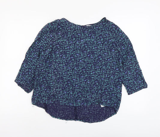 John Lewis Womens Beige Geometric Viscose Basic Blouse Size 12 Round Neck