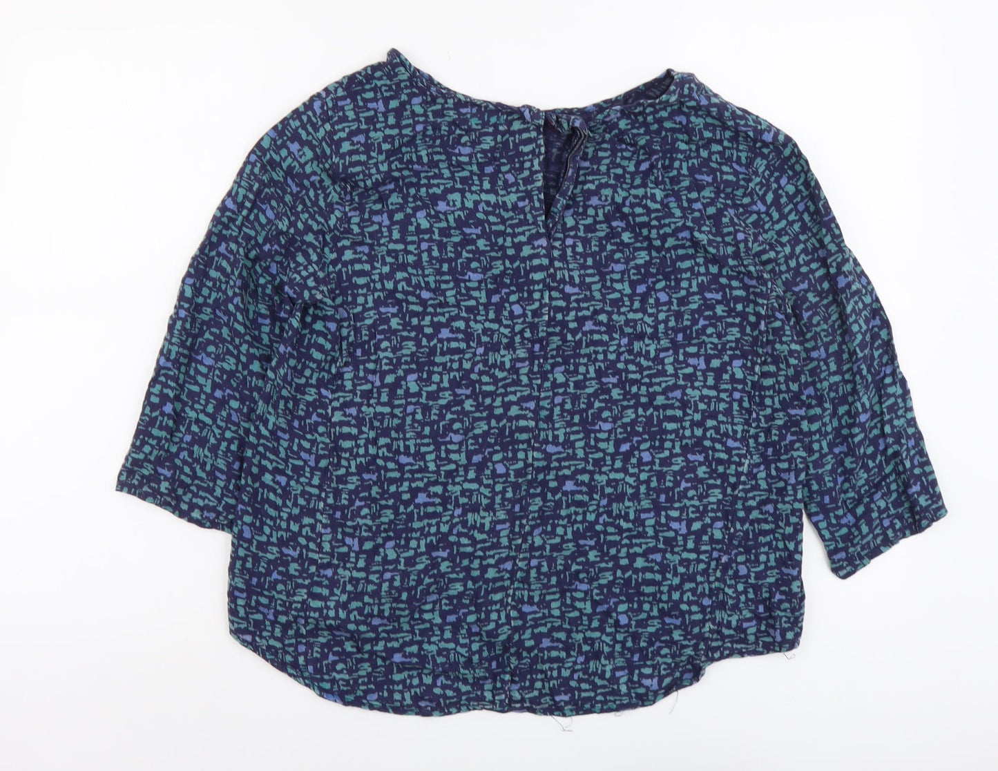 John Lewis Womens Beige Geometric Viscose Basic Blouse Size 12 Round Neck