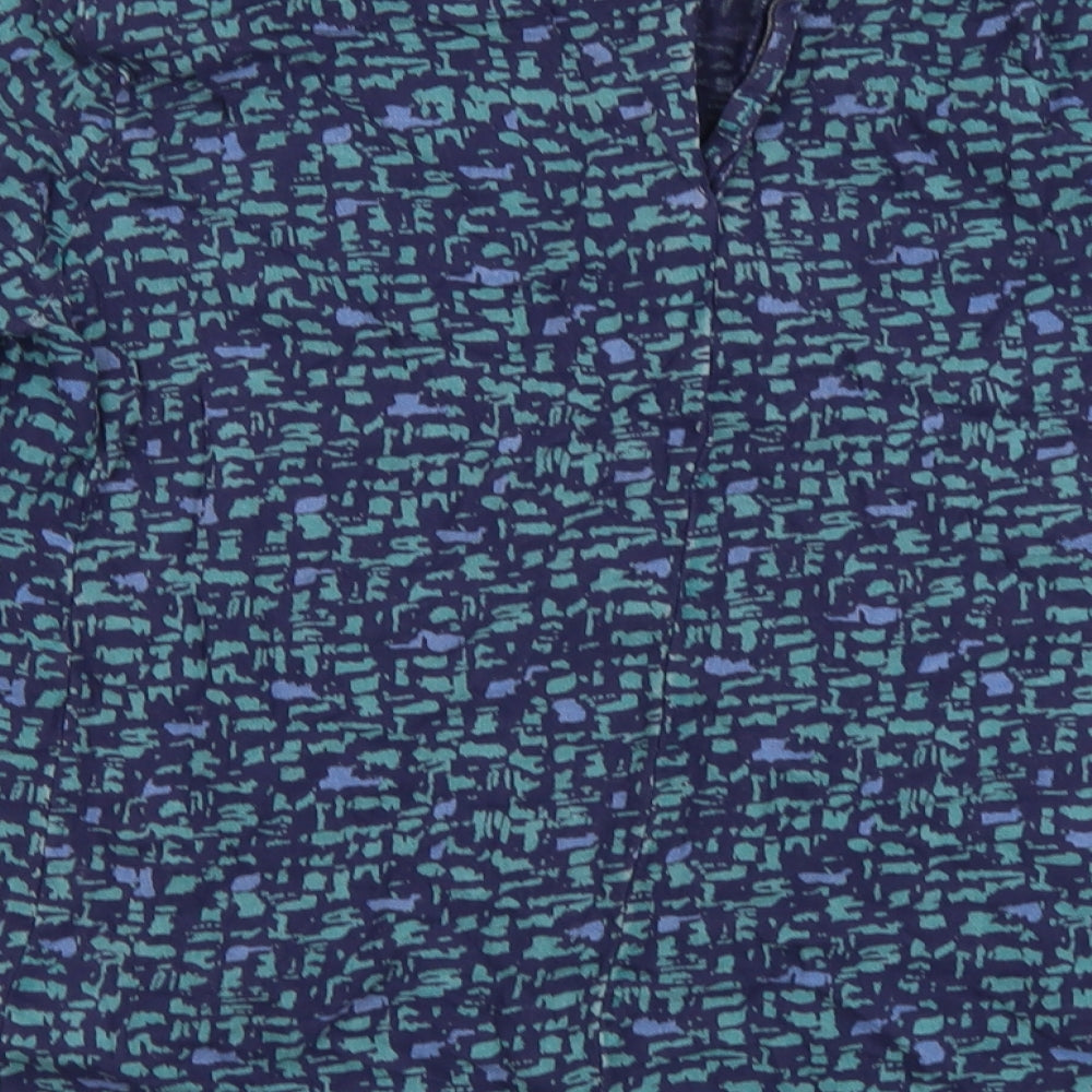 John Lewis Womens Beige Geometric Viscose Basic Blouse Size 12 Round Neck